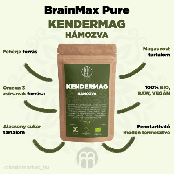 BrainMax Pure kendermag, hámozott BIO 500g - Image 2