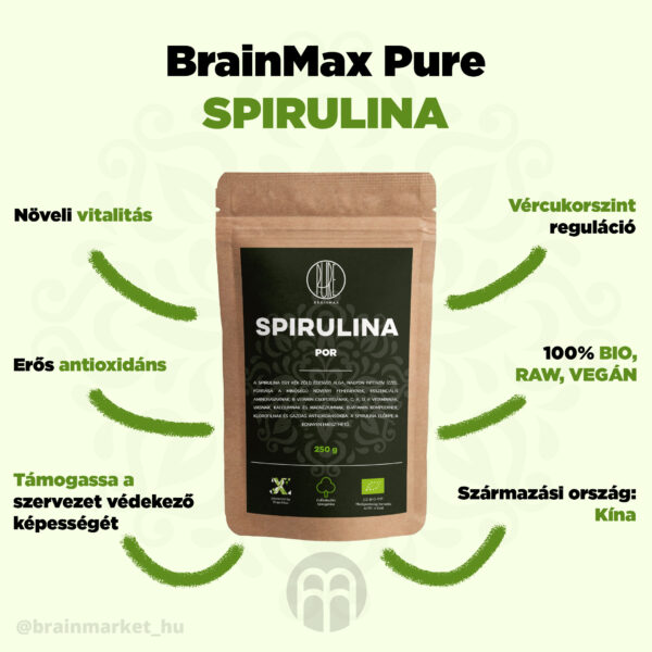 BrainMax Pure Spirulina BIO por 250g - Image 3