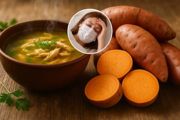 Csirkehúsleves és édesburgonya – természetes támogatás a láz korai jeleinél