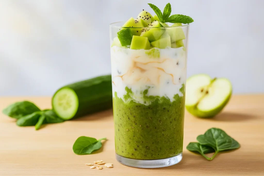 Alma-Uborka probiotikus smoothie: Hidratáció, prebiotikumok és élő baktériumok egyszerre