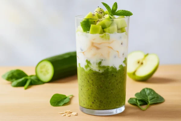 Alma-Uborka probiotikus smoothie: Hidratáció, prebiotikumok és élő baktériumok egyszerre