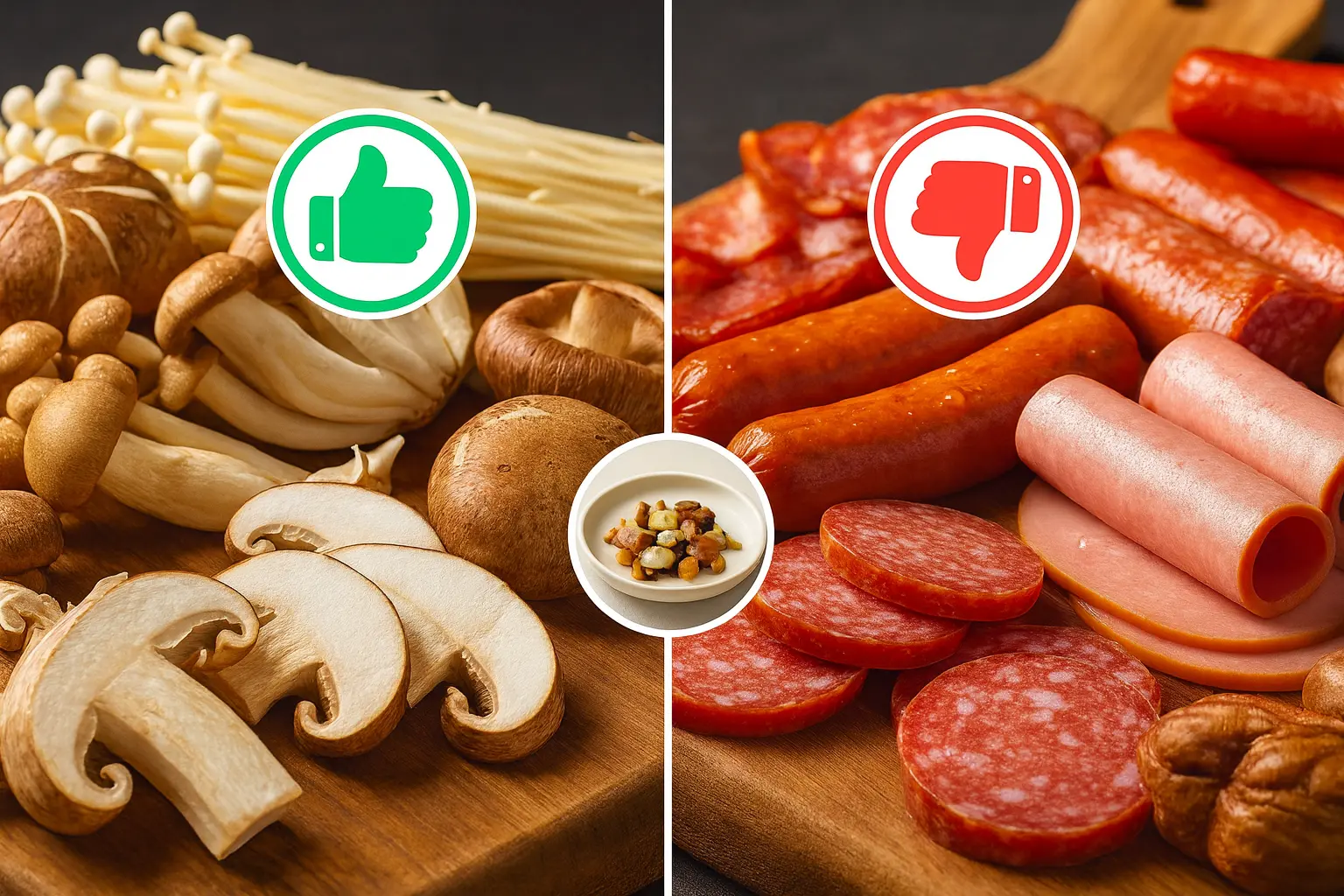 Gomba kontra Feldolgozott Hús: Antioxidánsok és béta-glükánok versus gyulladáskeltő vegyületek